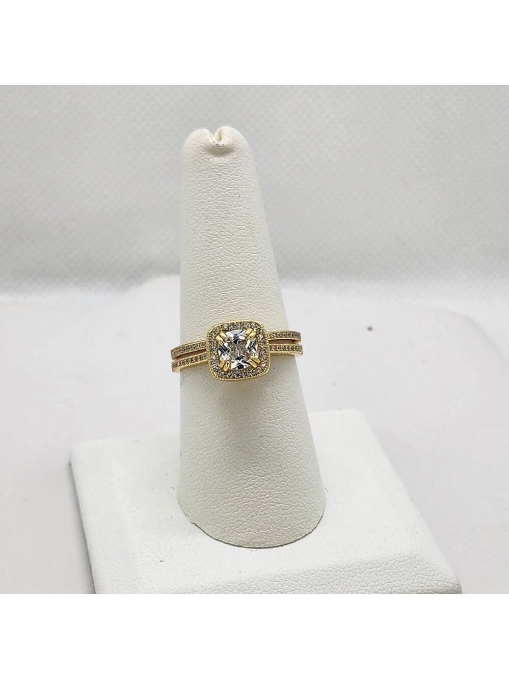 Brand New Sterling Silver 925 2pcs Square Gemstone Ring
